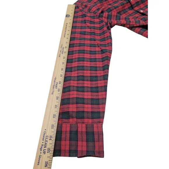 J. Crew Mercantile Flex Mens Button Down Shirt Size L Red Green Plaid E9 - Picture 9 of 11